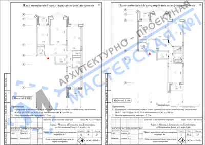 Перепланировка: г.Москва, п.Сосенское, пос.Коммунарка, ул.Потаповская Роща, д.3, кв.