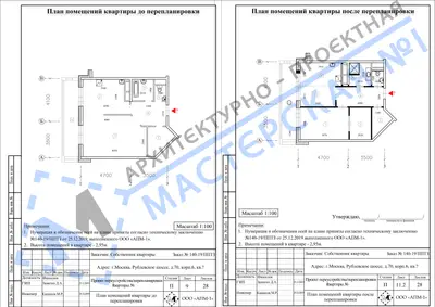 Перепланировка: г.Москва, Рублевское шоссе, д.70, корп.6, кв