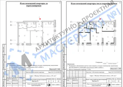 Перепланировка: г.Москва, Рублевское шоссе, д.101, кв.