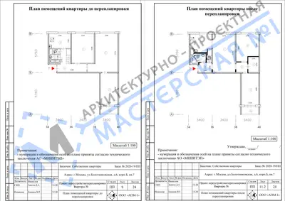 Перепланировка: г.Москва, ул.Болотниковская, д.6, к.Б, кв.