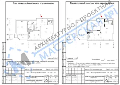 Перепланировка: г.Москва, ул.Мосфильмовская, д.88,корп.4, кв.