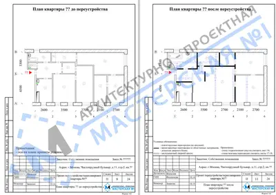Перепланировка: г.Москва, Чистопрудный бульвар, д.11, стр.2