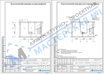 Перепланировка: г.Москва, 16-я Парковая ул., д.25, корп.1