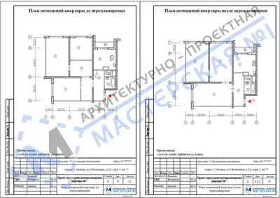 Перепланировка: г.Москва, ул.Митинская, д.33, корп.1