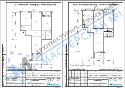 Перепланировка: г.Москва, пос.Коммунарка, ул.Лазурная, д.11