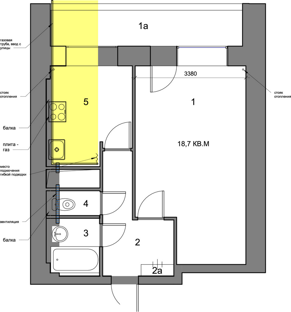 1-комнатную квартиру можно сделать 2-комнатной