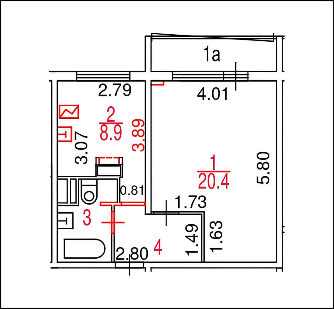 Красные линии на поэтажном плане Красные линии на поэтажном плане