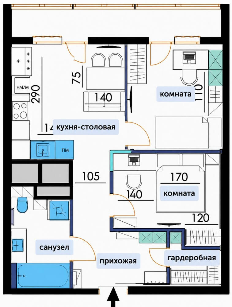 Планировка евротрёшки Планировка евротрёшки